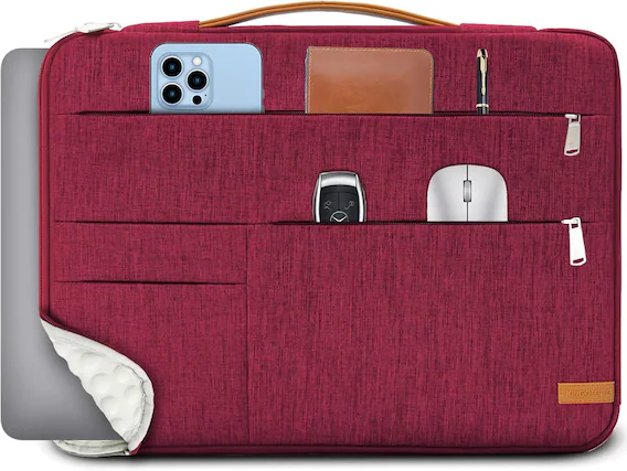 Front. Wikistore - WIKISTORE 16 inch Laptop Sleeve Bag Slim Lightweight Multiple Pockets Case for MacBook Pro Acer Asus Dell HP Red - Red.