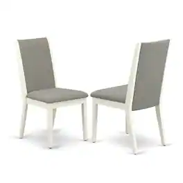 East West Furniture - AMLA3-LWH-06 3 Pc Dining Table Set - 1 Wooden Dining Table and 2 Shitake Kitchen Chairs - Finish - Linen White