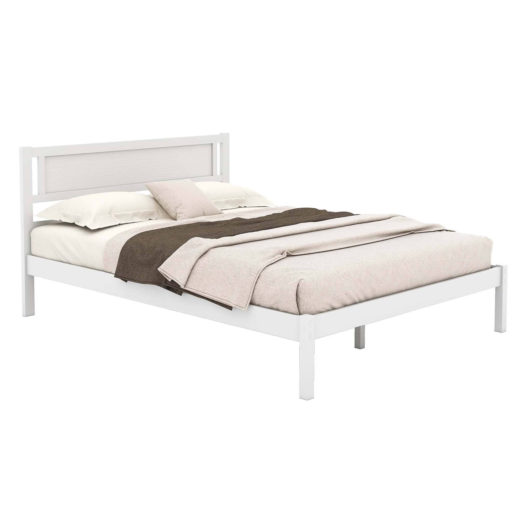 Front. Costway - Full Wooden Platform Bed - White.