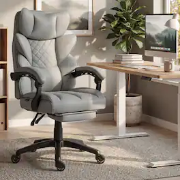 Dowinx - Big and Tall Office Chair with Pocket Spring Cushion,High Back Computer Gaming Chairs with Adjustable Armrests - Gray
