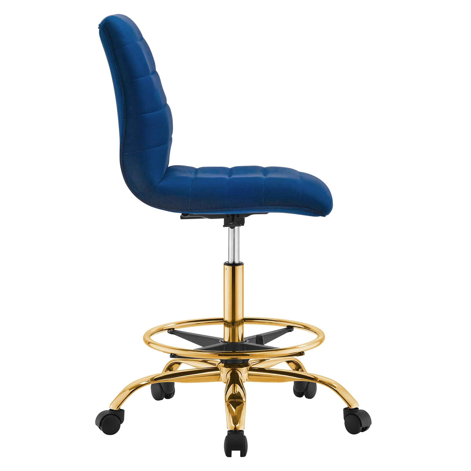 Left. Modway - Ripple Armless Performance Velvet Drafting Chair by Modway - Blue.