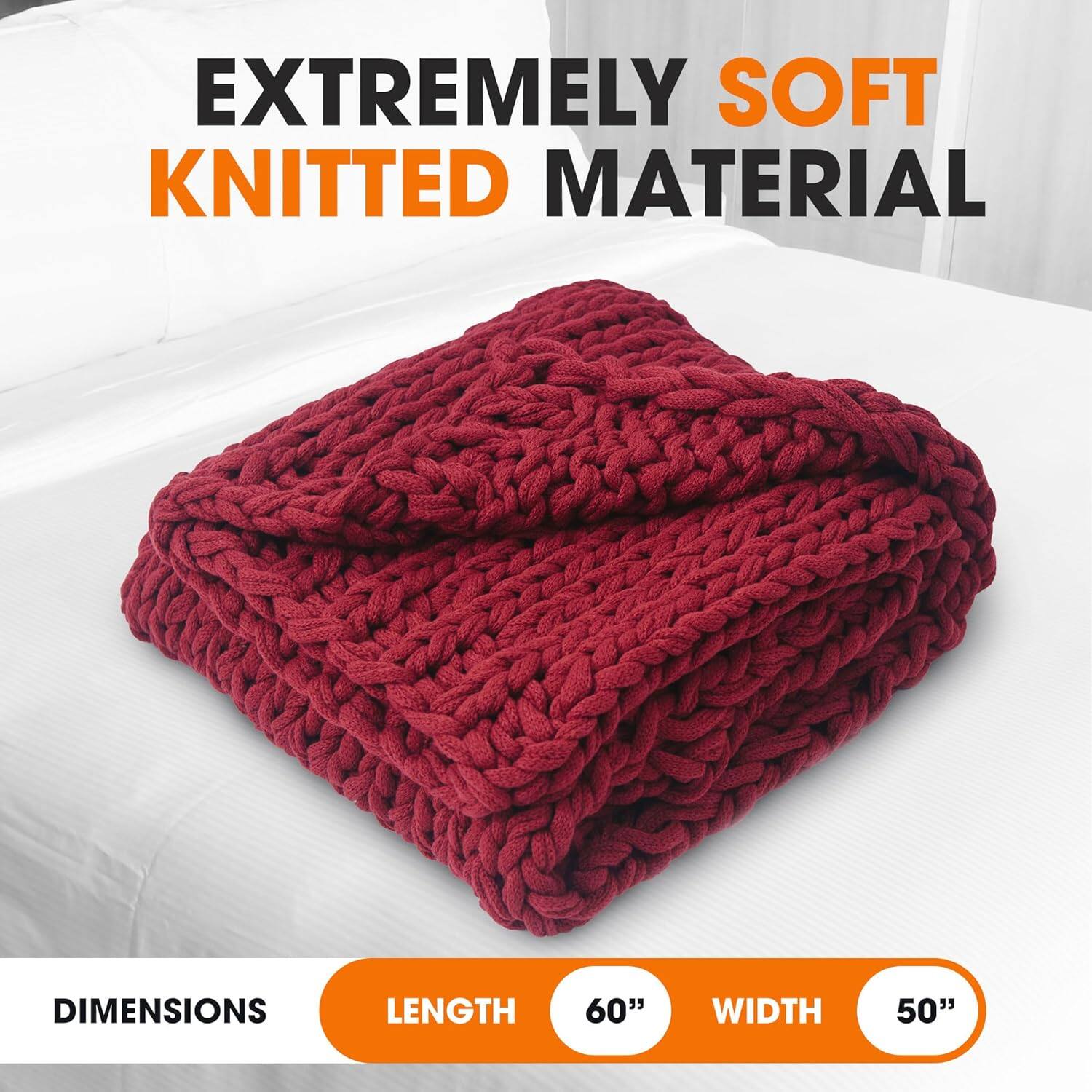 EXTREMELY SOFT KNITTED MATERIAL

DIMENSIONS
LENGTH 60"
WIDTH 50"