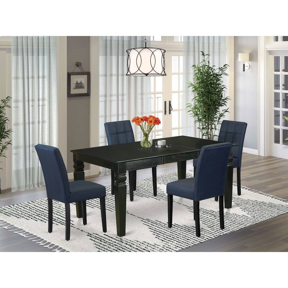 Alt View 9. East West Furniture - 5 Piece Dining Table Set contain A Wooden Table - Black.