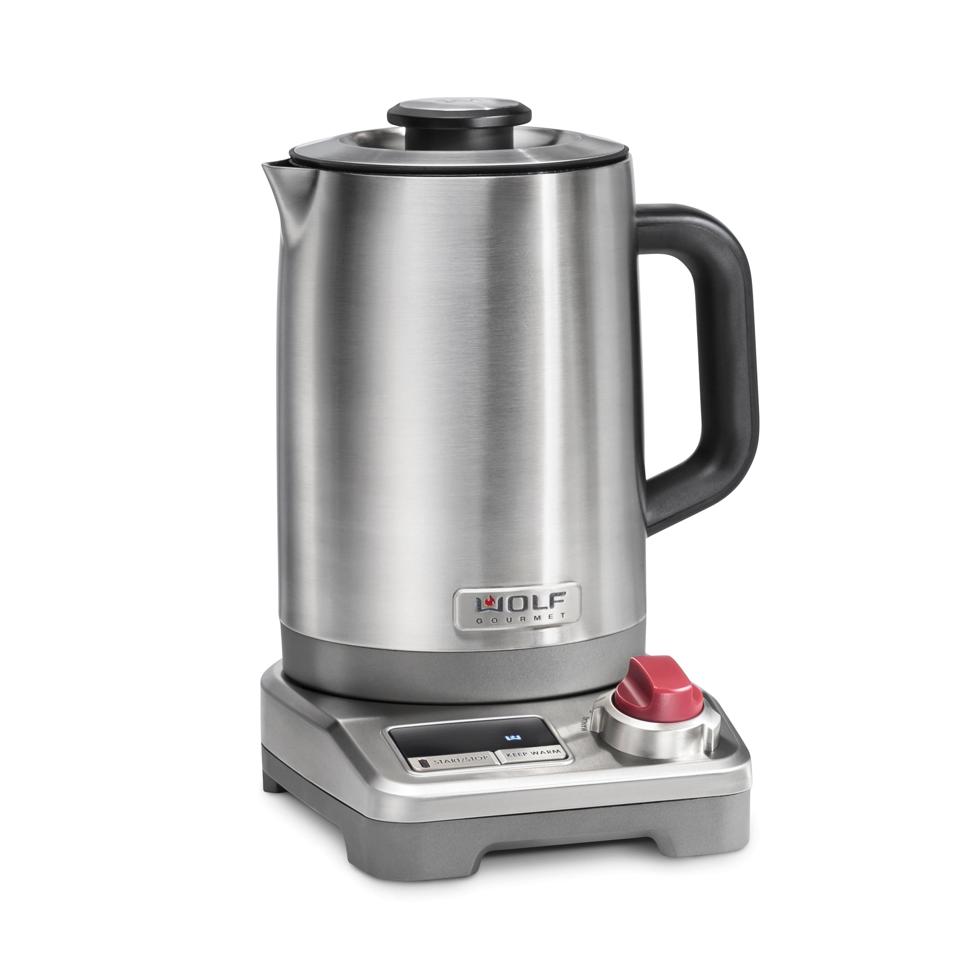 Front. Wolf Gourmet - TRUE Temperature 1.5 Liter Electric Kettle - Stainless Steel.