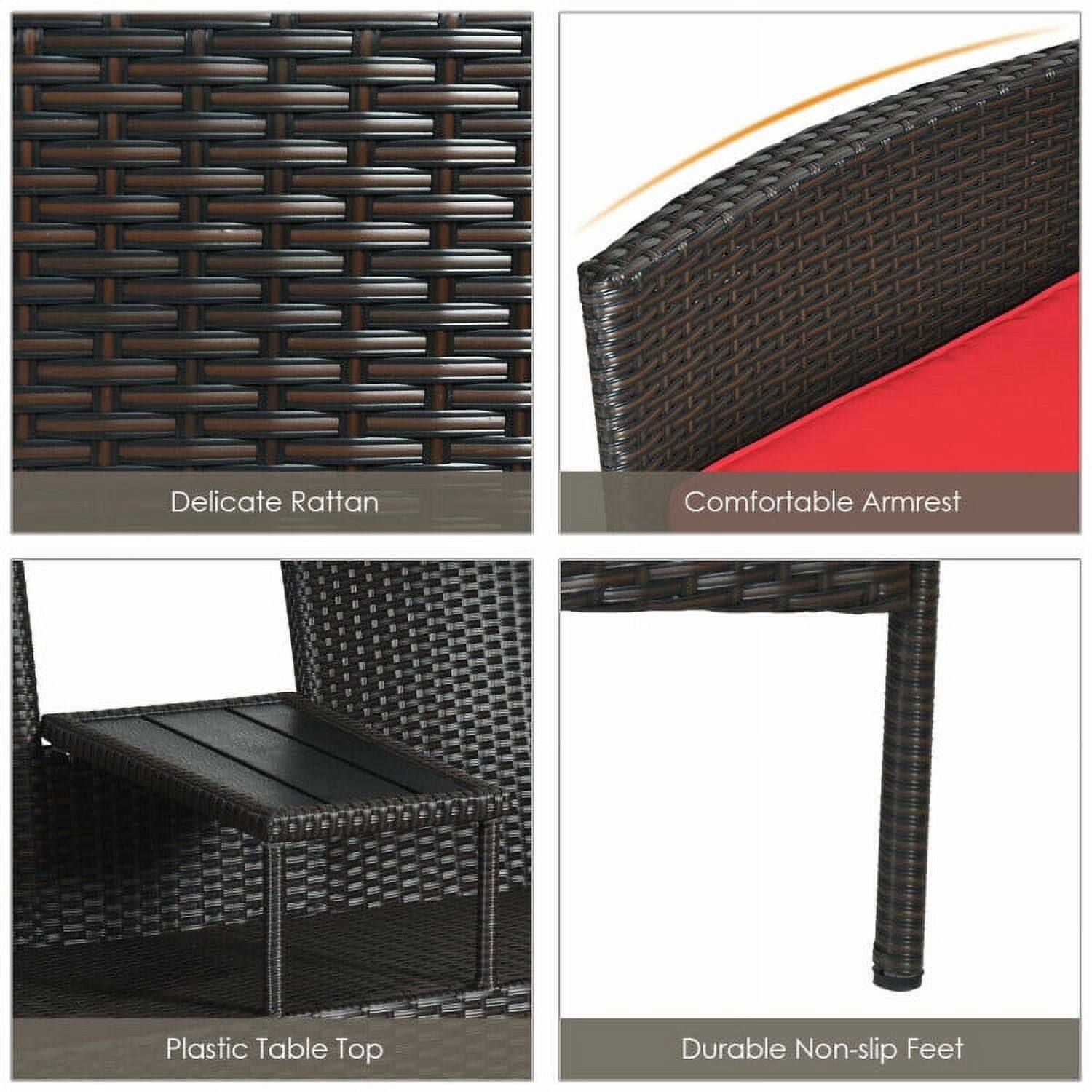 Delicate Rattan  
Comfortable Armrest  
Plastic Table Top  
Durable Non-slip Feet