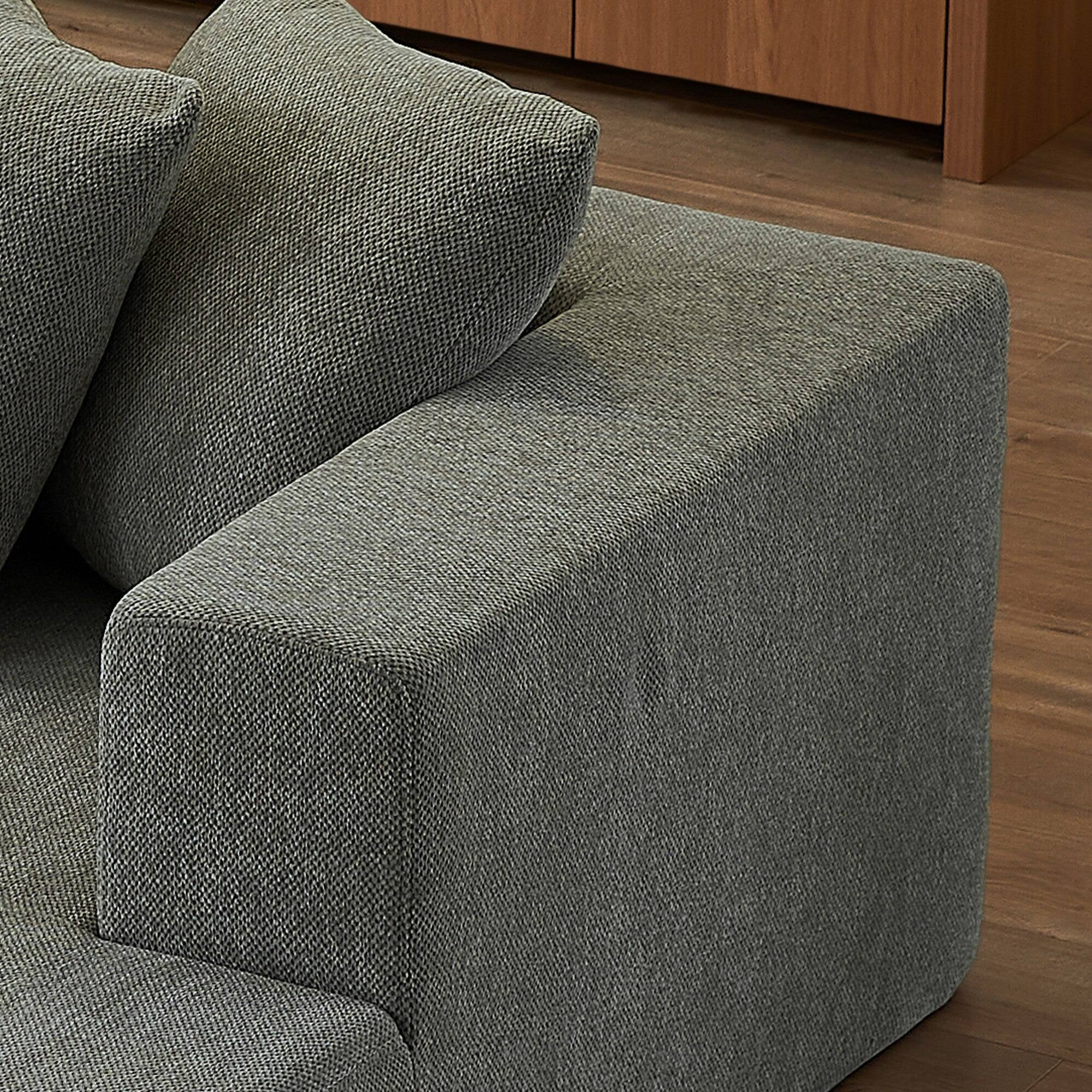 Alt View 4. Boyel Living - 128 in. Wide Straight Arm Chenille U-Shaped Minimalist Style Modular Sectional Sofa Set in. Gray with Supporting Foot - Gray.