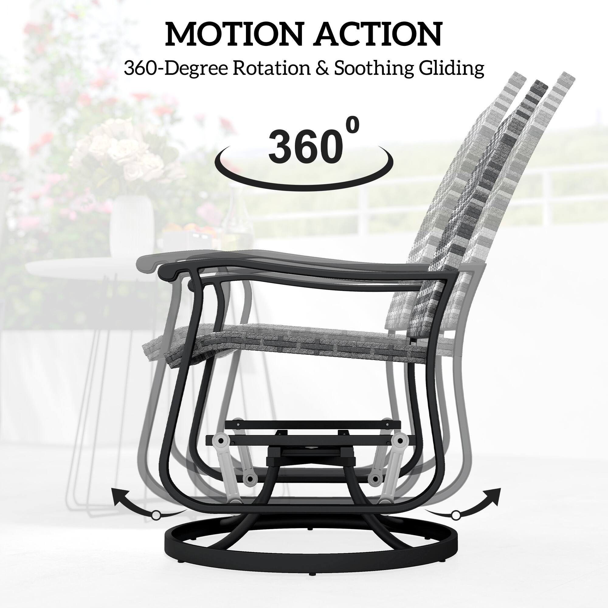 MOTION ACTION  
360-Degree Rotation & Soothing Gliding  
360°