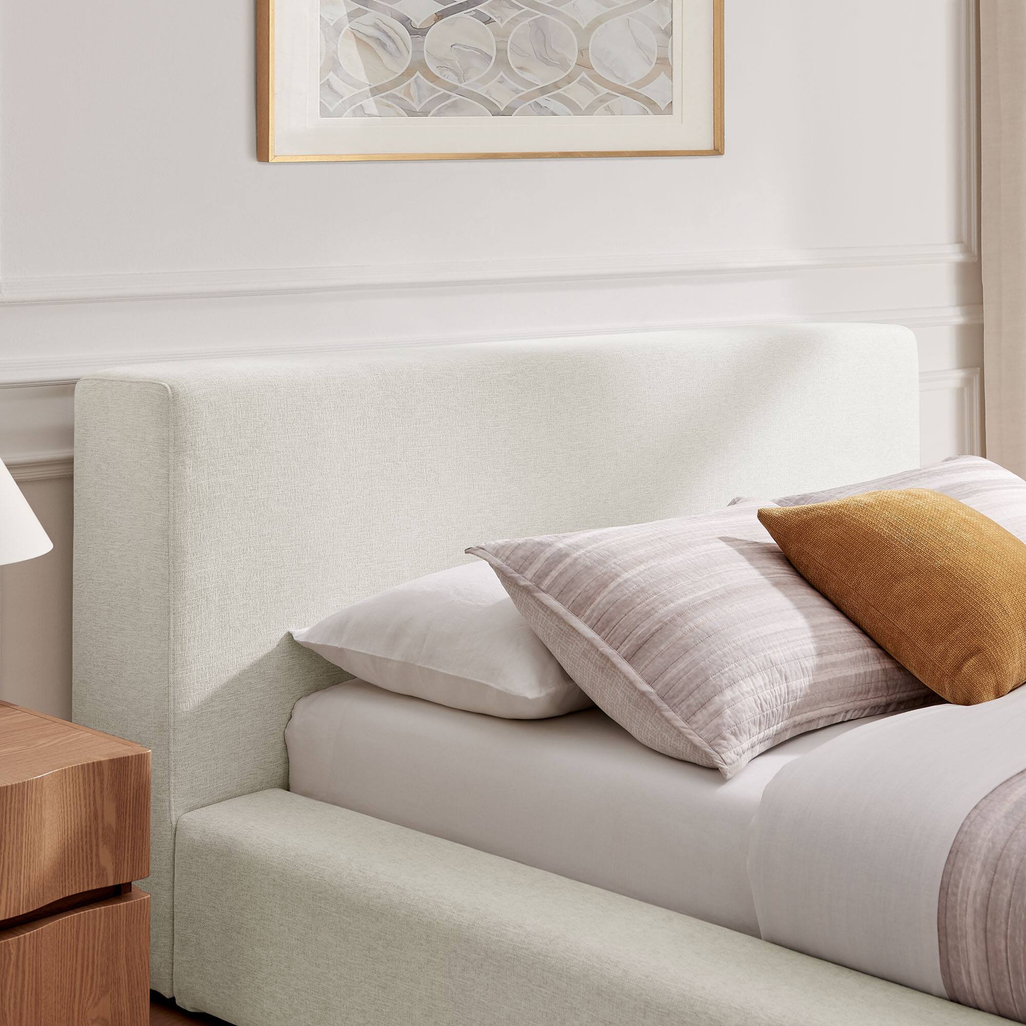 Alt View 9. Modway - Luma Chenille Upholstered King Platform Bed Frame by Modway - Ivory Fabric.