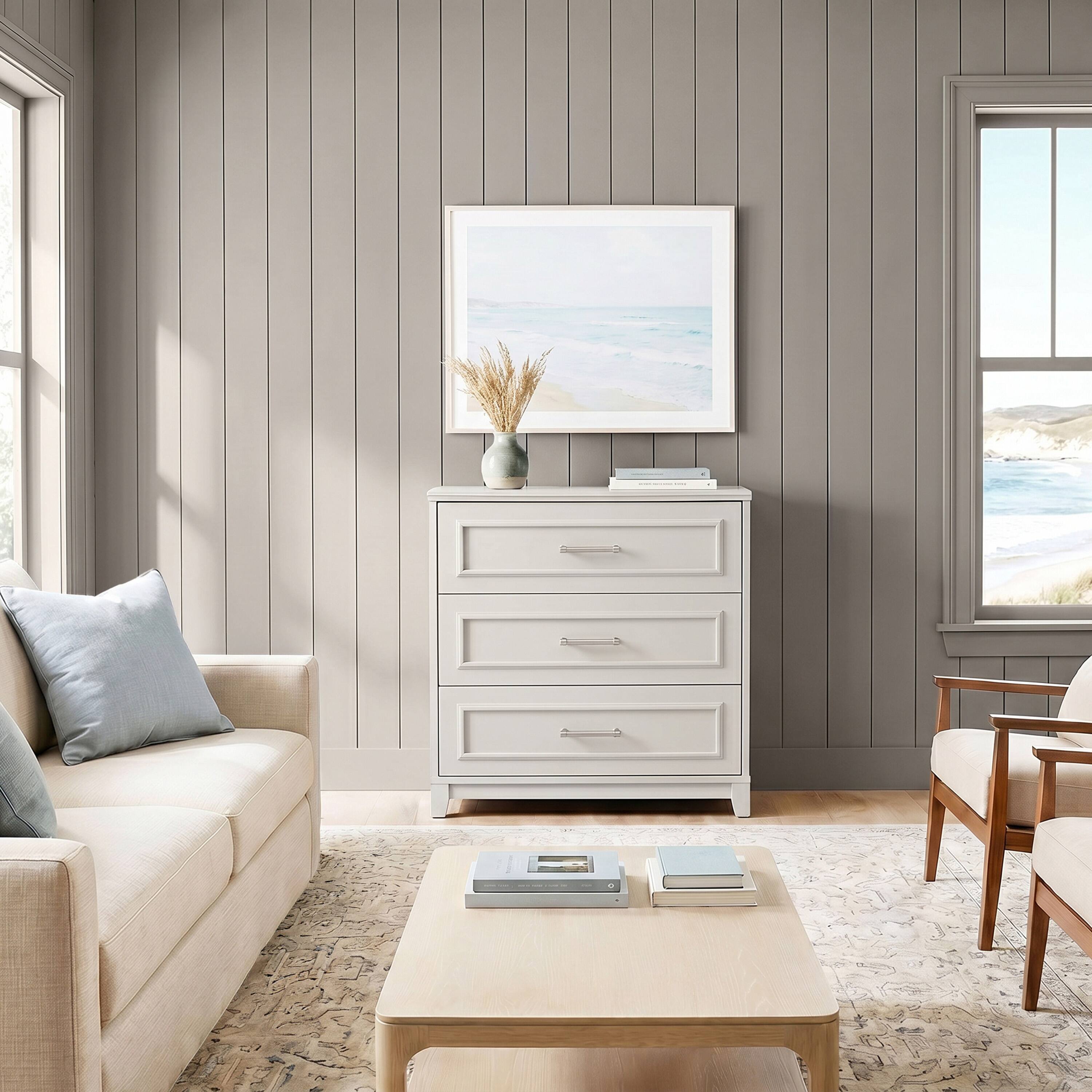 Martha Stewart Lily Pond Modular 3 Drawer Wooden Storage Media Cabinet ...