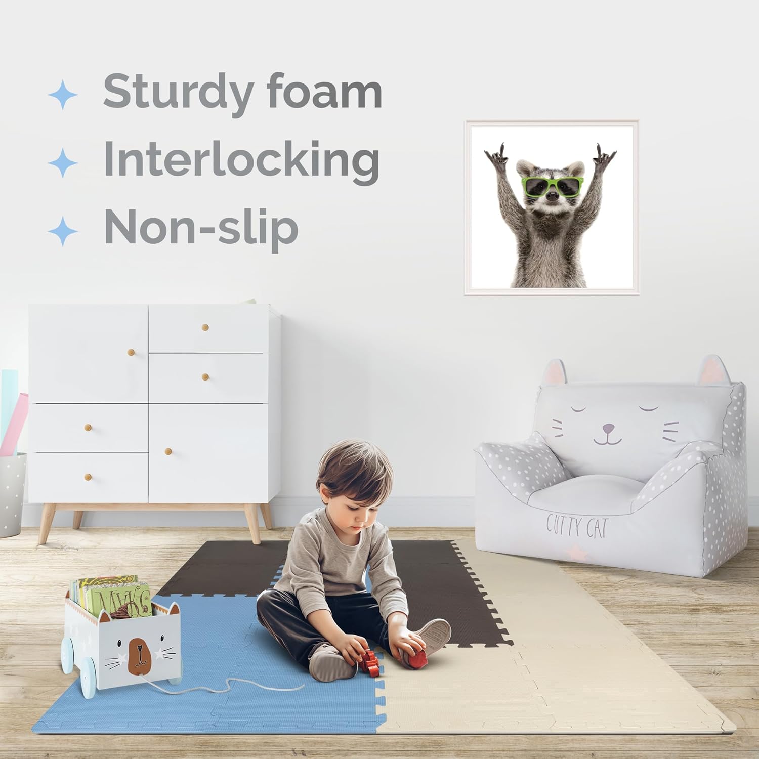 Sturdy foam, Interlocking, Non-slip