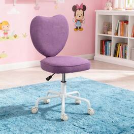 HTUTWOO - Armless Heart Shape Fabric Office Chair - 360° Swivel Height Adjustable Vanity Desk Chair,for Home Office Bedroom - Purple
