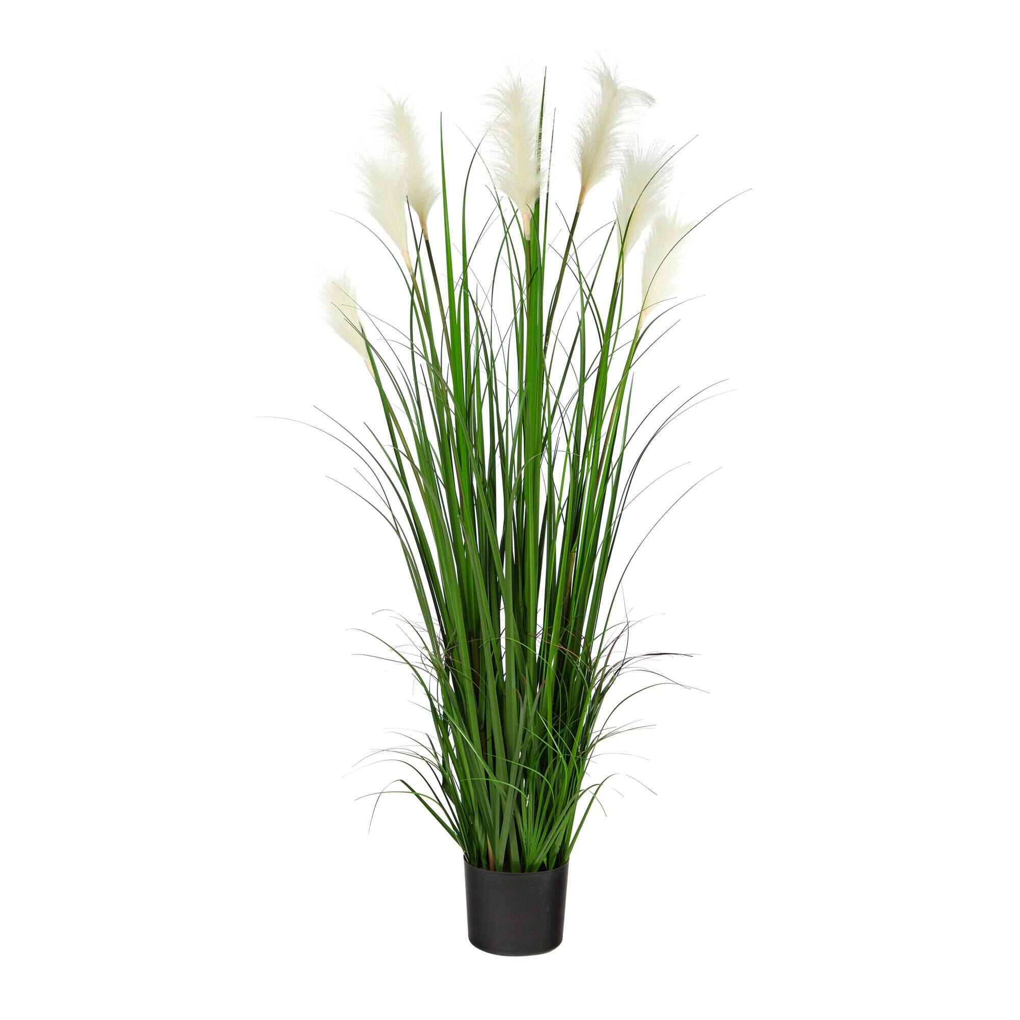 Angle. BreeBe - 4.5' Plum Grass Artificial Plant - Green.