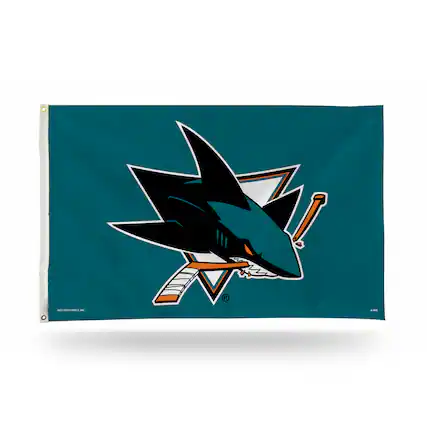 Front. Rico Industries - San Jose Sharks NHL 3X5 Indoor Outdoor Banner Flag with grommets for hanging - Multi.