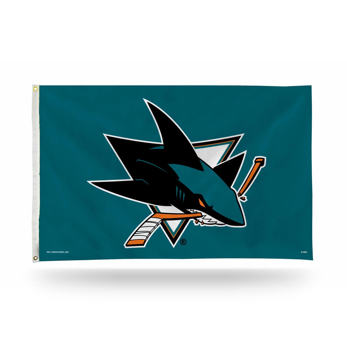 Front. Rico Industries - San Jose Sharks NHL 3X5 Indoor Outdoor Banner Flag with grommets for hanging - Multi.