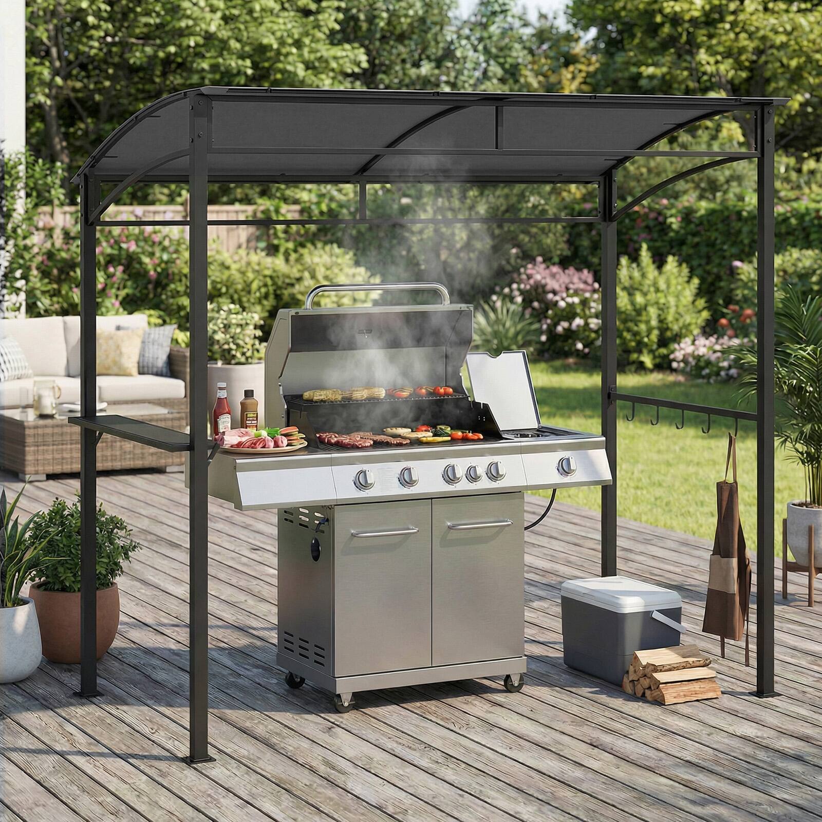 Alt View 4. Costway - Costway 7'x4.5' Grill Gazebo Outdoor Patio Garden BBQ Canopy Shelter Storage Hook.