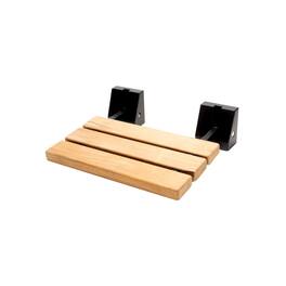 Alfi - Black Matte 16" Wide Foldable Teak Shower Seat with Square Hardware - Brown