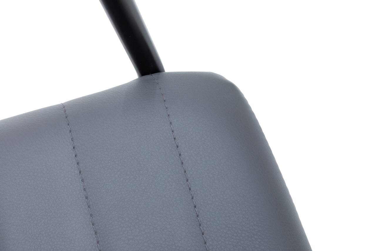 Alt View 6. LeisureMod - Zylar Office ArmChair with PU Leather, Foam Cushion, Stainless Steel Base & Ergonomic Support - Grey Leather.