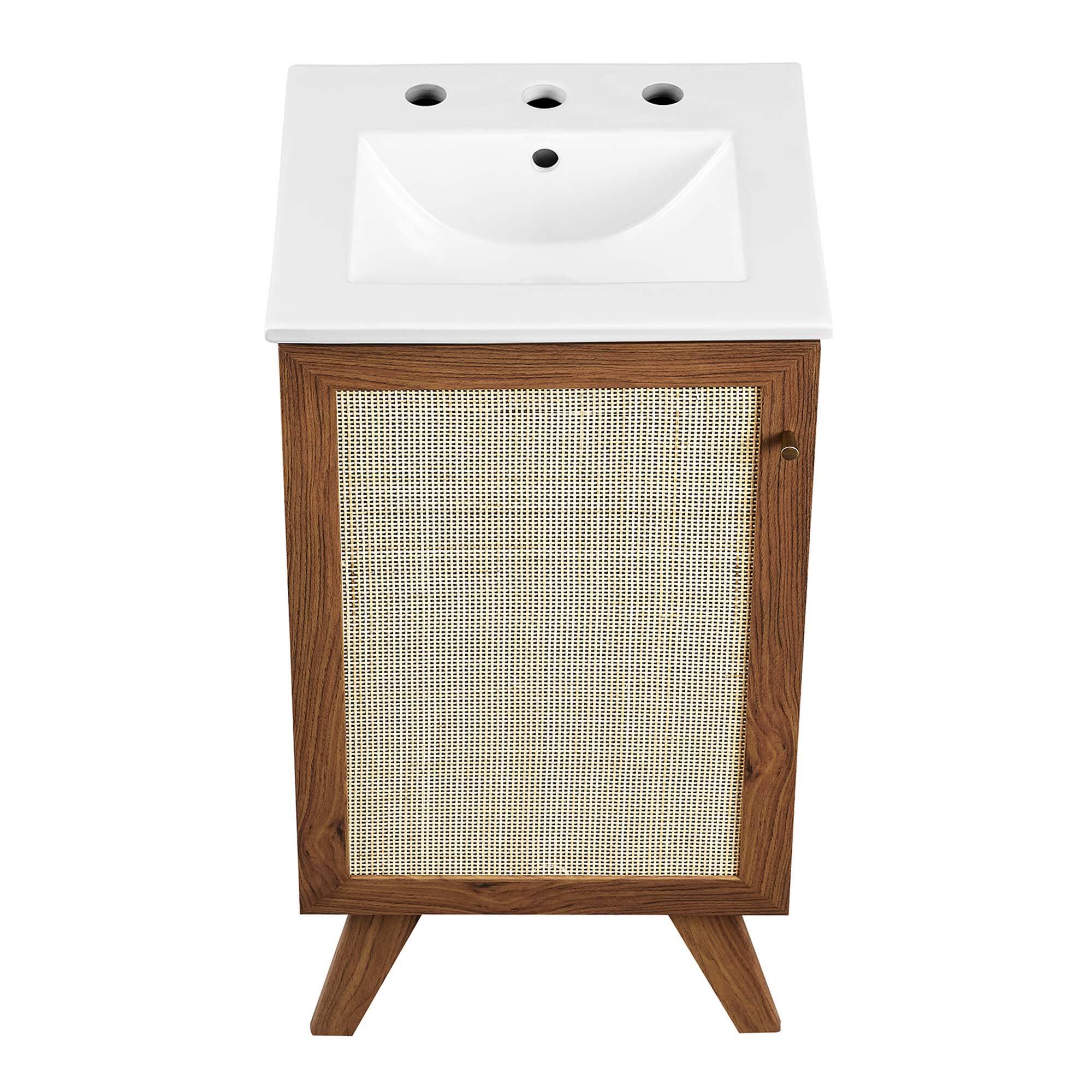 Alt View 10. Modway - Soma Bathroom Vanity with White Basin Included by Modway - Walnut White.