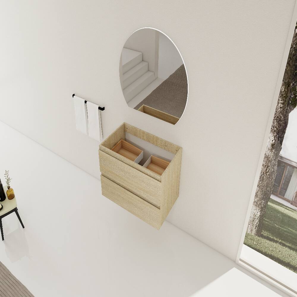 Left. Loheer - Loheer 30 inch wall mounted bathroom vanity Light Oak Plywood Base Only - Light Oak.