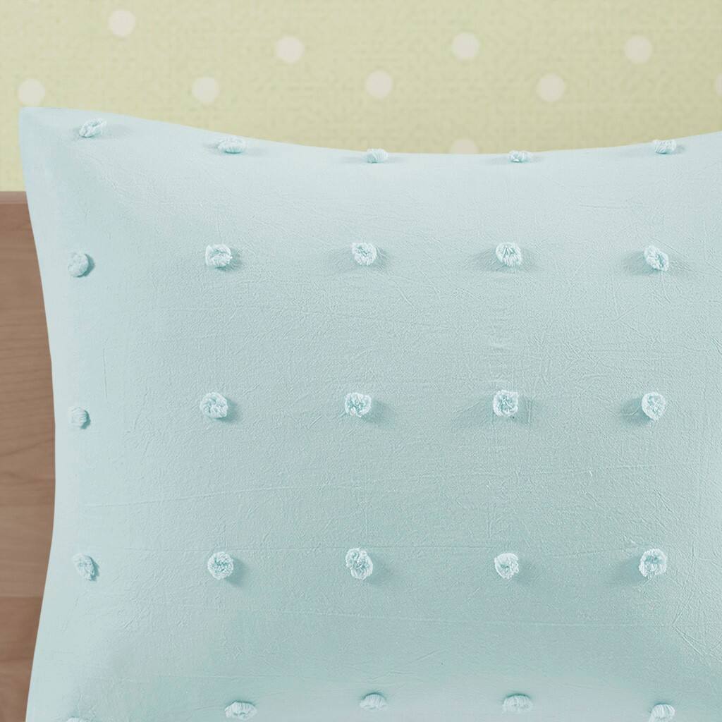 Alt View 3. Gracie Mills - Gracie Mills Caius Playful Elegance Cotton Jacquard Pom Pom Comforter Collection - Aqua.