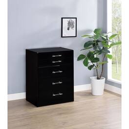 Loheer - High Gloss Makeup Vanity Set with Mirror and Stool - Black
