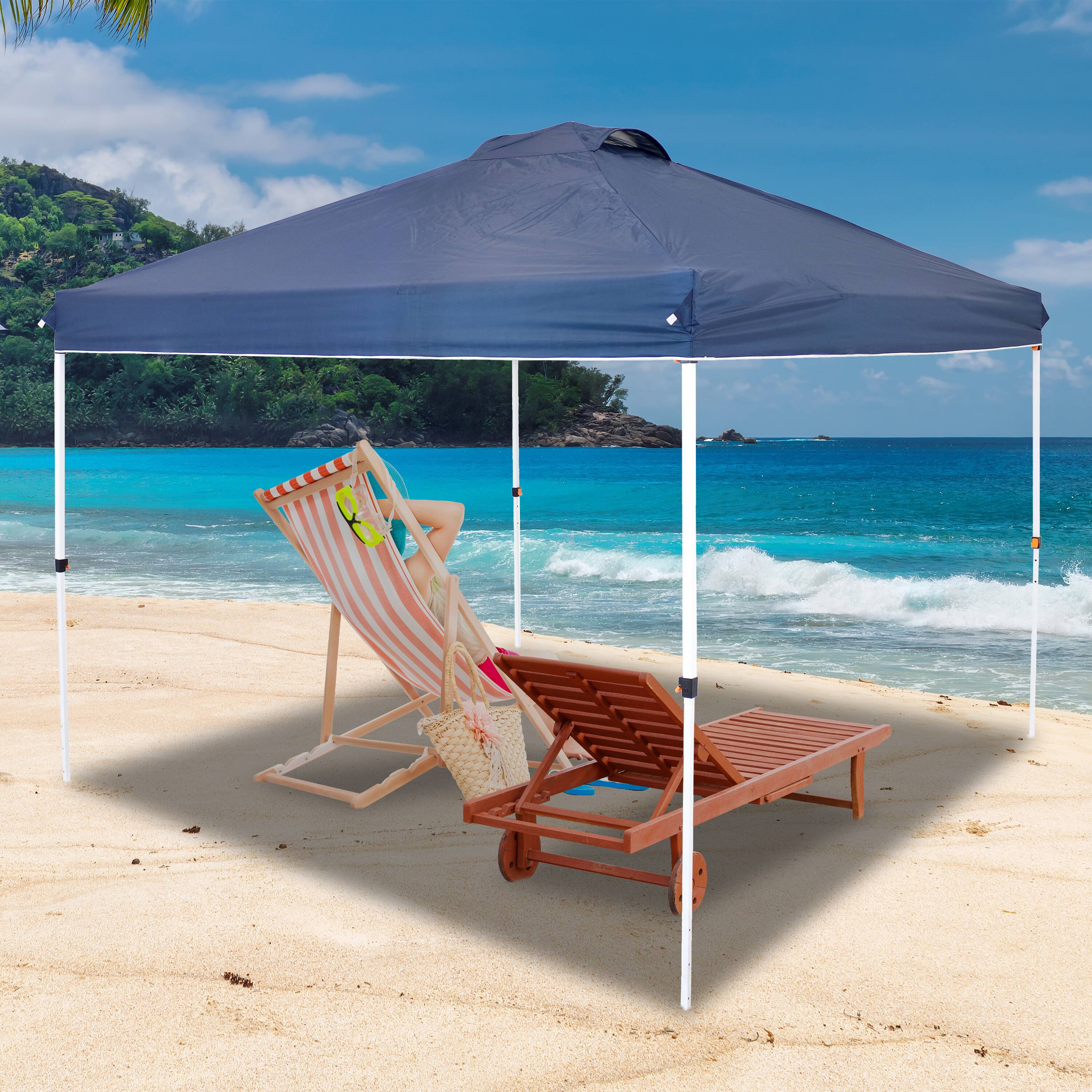 Alt View 8. Sunnydaze - 10x10 ft Fabric Replacement Pop-Up Canopy Shade with Vent - Blue.