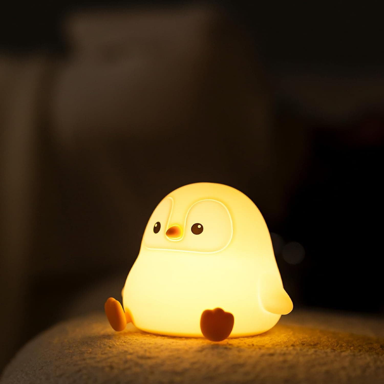 Alt View 4. FINEAK - Cute Penguin Night Light for Kids: Silicone Dimmable Touch Lamp, Rechargeable Animal Gift - Kawaii Room Decor - White.