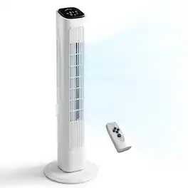 Winado - 36 inch Bladeless Tower Fan, Portable Floor Fan with Remote Control, LED Display, Adjustable 90° Oscillating, 3 Speeds - White