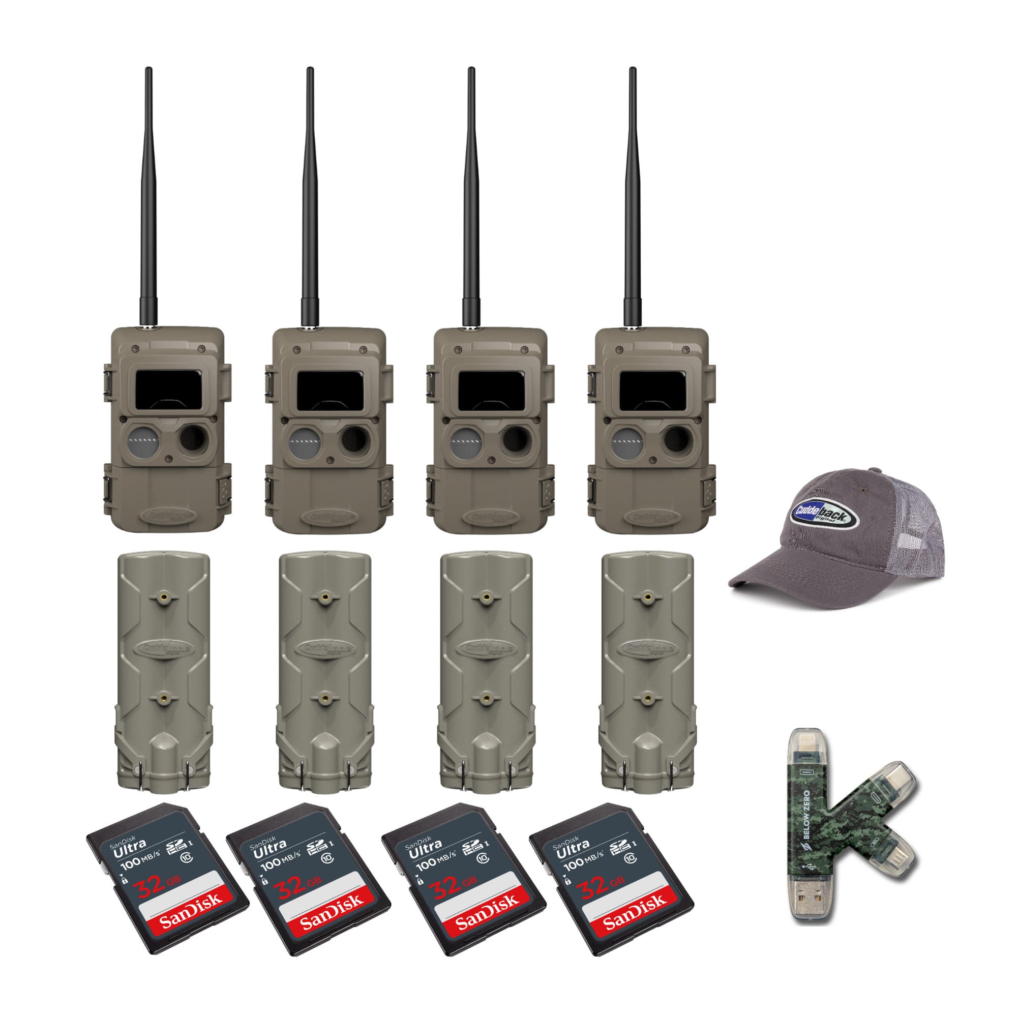 Cuddeback - CuddeLink IR LED Camera (LL-2A) with PW-001 and Card (4-Pack)