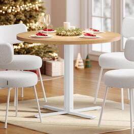 MAGICAL RUBS - Dining Table Small Round Kitchen For 4 People 31.5 X 29.4 Inches Room Living Farmhouse Water-resistant Snow White - Oka Beige