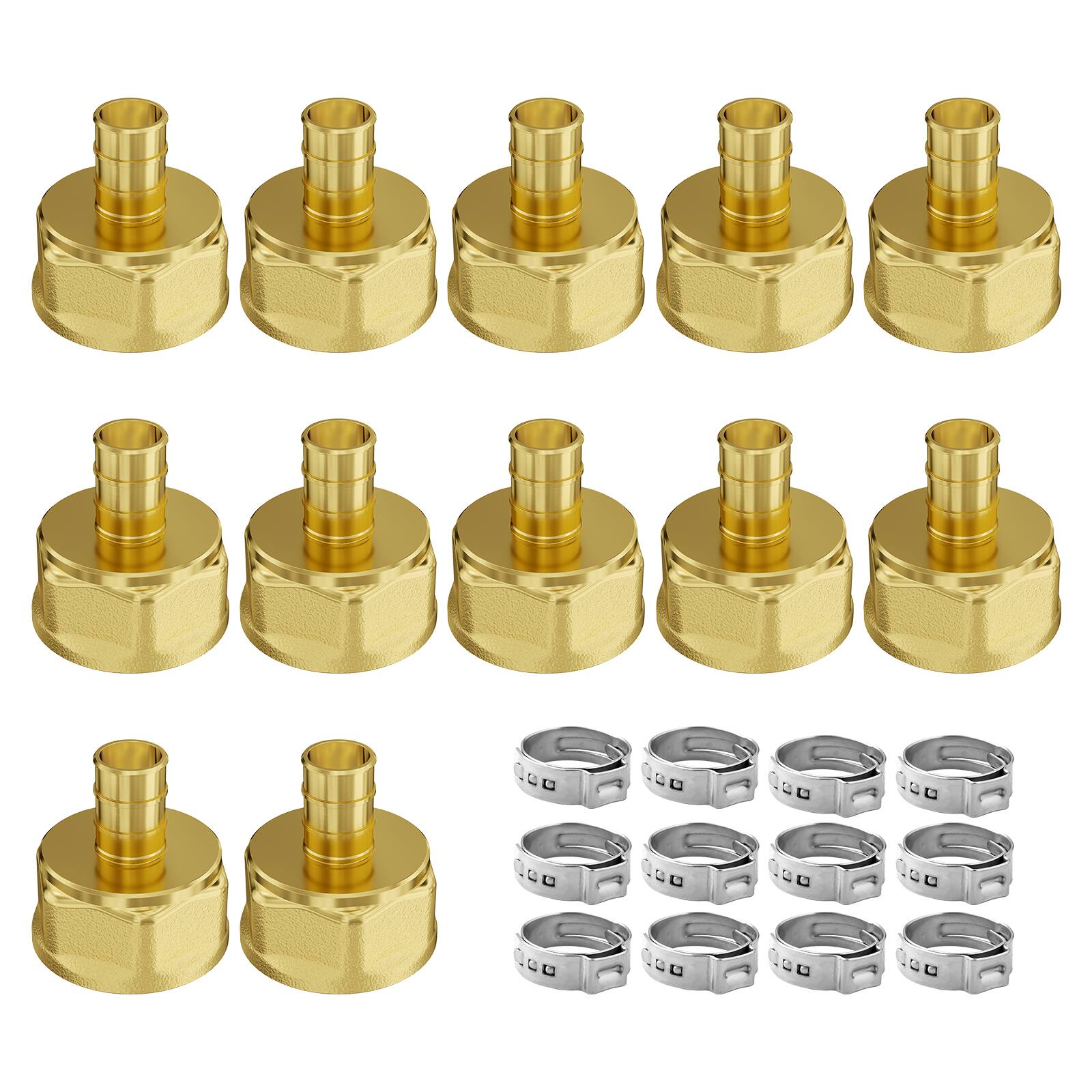 "VEVOR - Pipe Fittings, 3/4"" 12PCS Brass Pipe Fittings, Clamp-style 3/4 NPT Pipe Connector Brass Air Fittings - Brass color" price history on PriceWatchPro