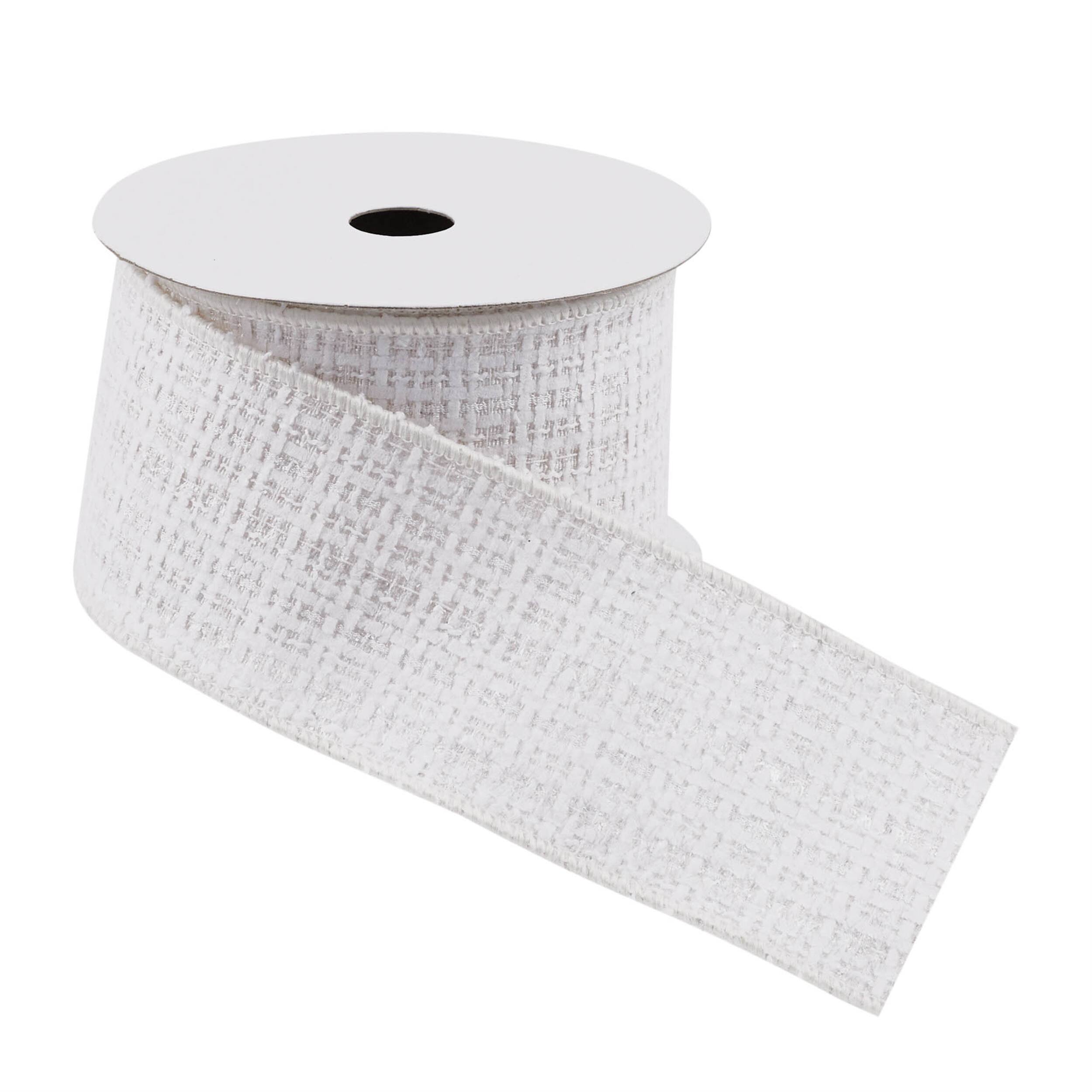 Angle. BreeBe - Gold Wired Ribbon 2.5" x 5 Yds. - White.