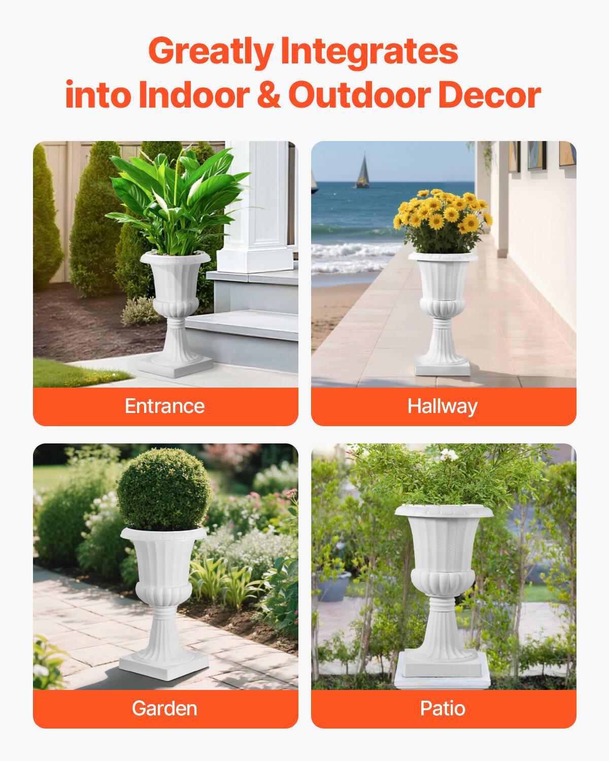 Greatly Integrates into Indoor & Outdoor Decor

- Entrance
- Hallway
- Garden
- Patio