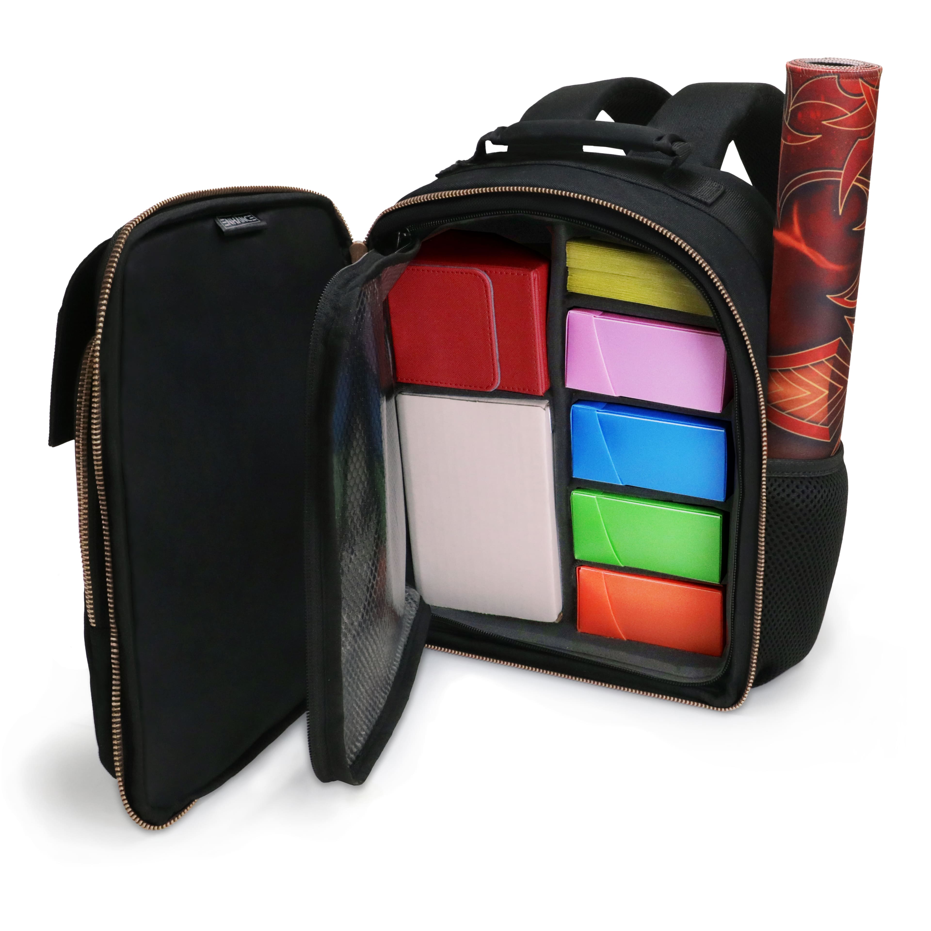 ENHANCE - Small MTG Backpack with Customizable Interior for Deck Boxes, Dice Bags - Black