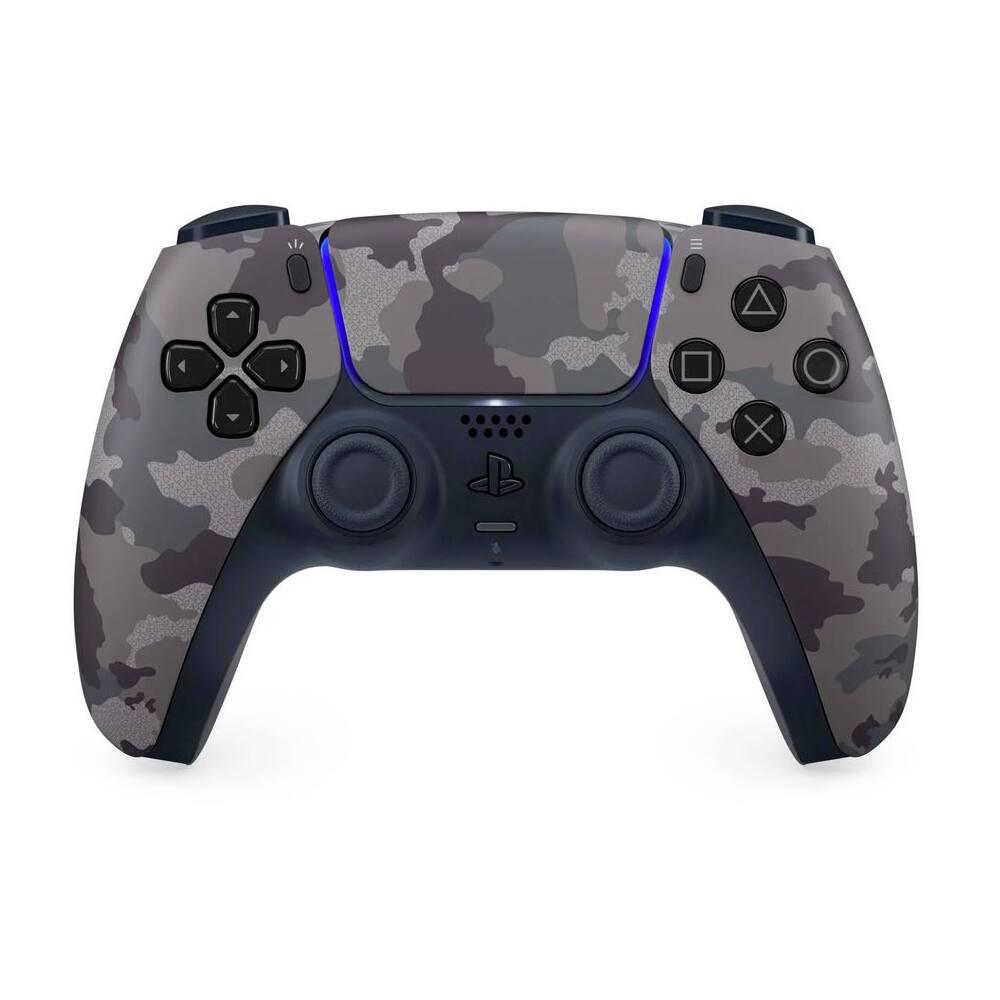 Left. Sony - Sony PlayStation 5 Slim Digital with Extra Gray Camo Controller, FPS Grip Kit and MightySkins Decal Voucher - Gray Camo.