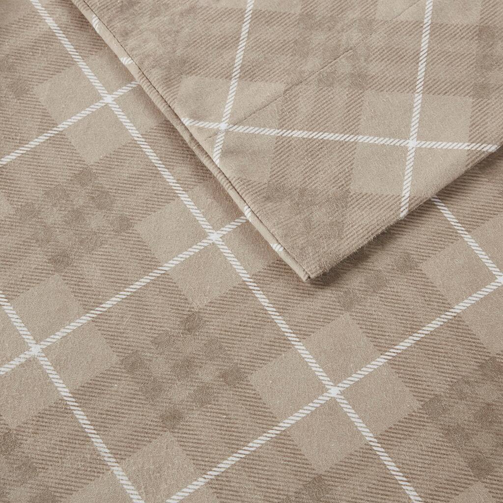 Alt View 5. Gracie Mills - Gracie Mills Persephone Cotton Flannel Sheet Set - Tan Plaid.
