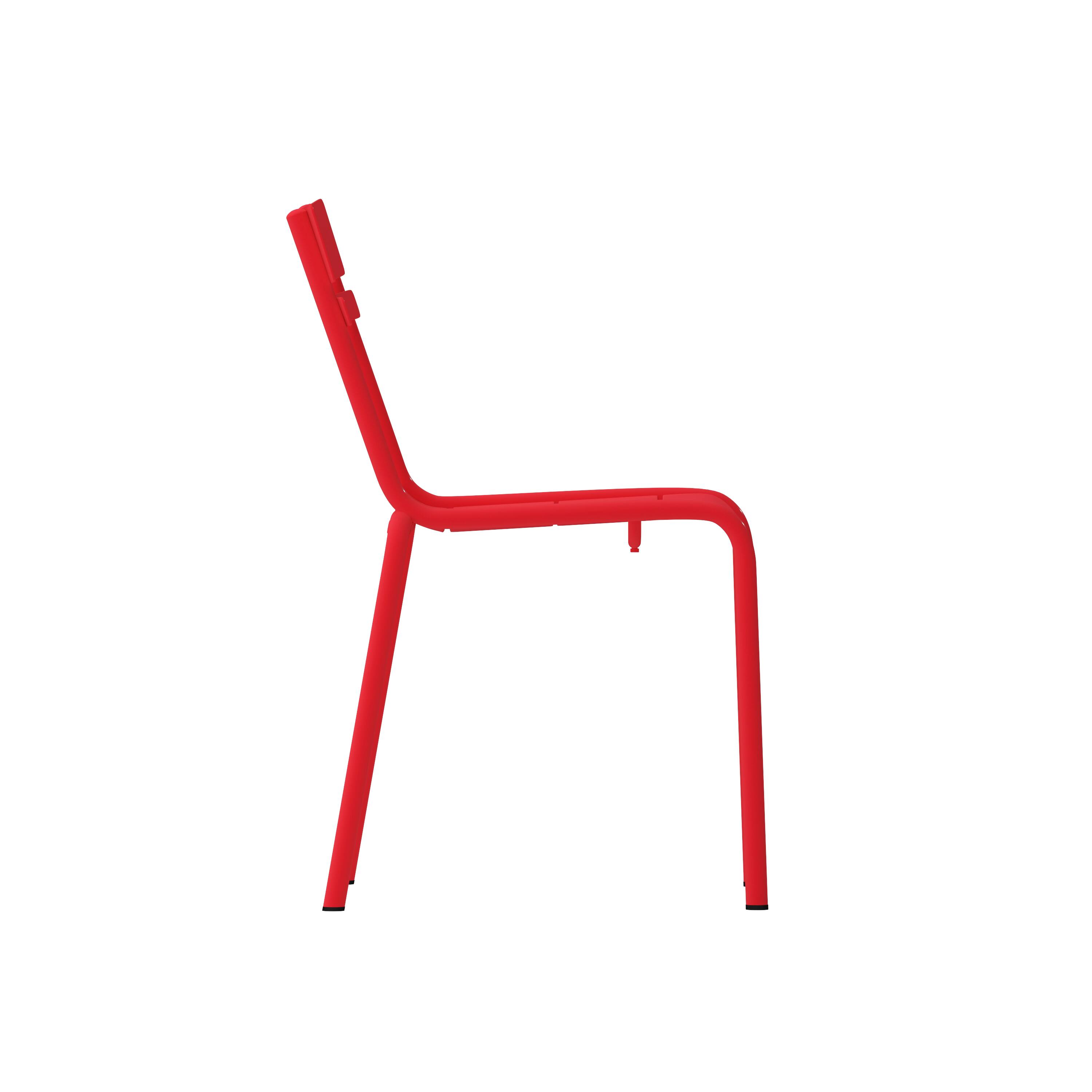 Left. Flash Furniture - Nash Commercial Grade Steel Stack Chair, Indoor-Outdoor Armless Chair with 2 Slat Back in Red - Red.