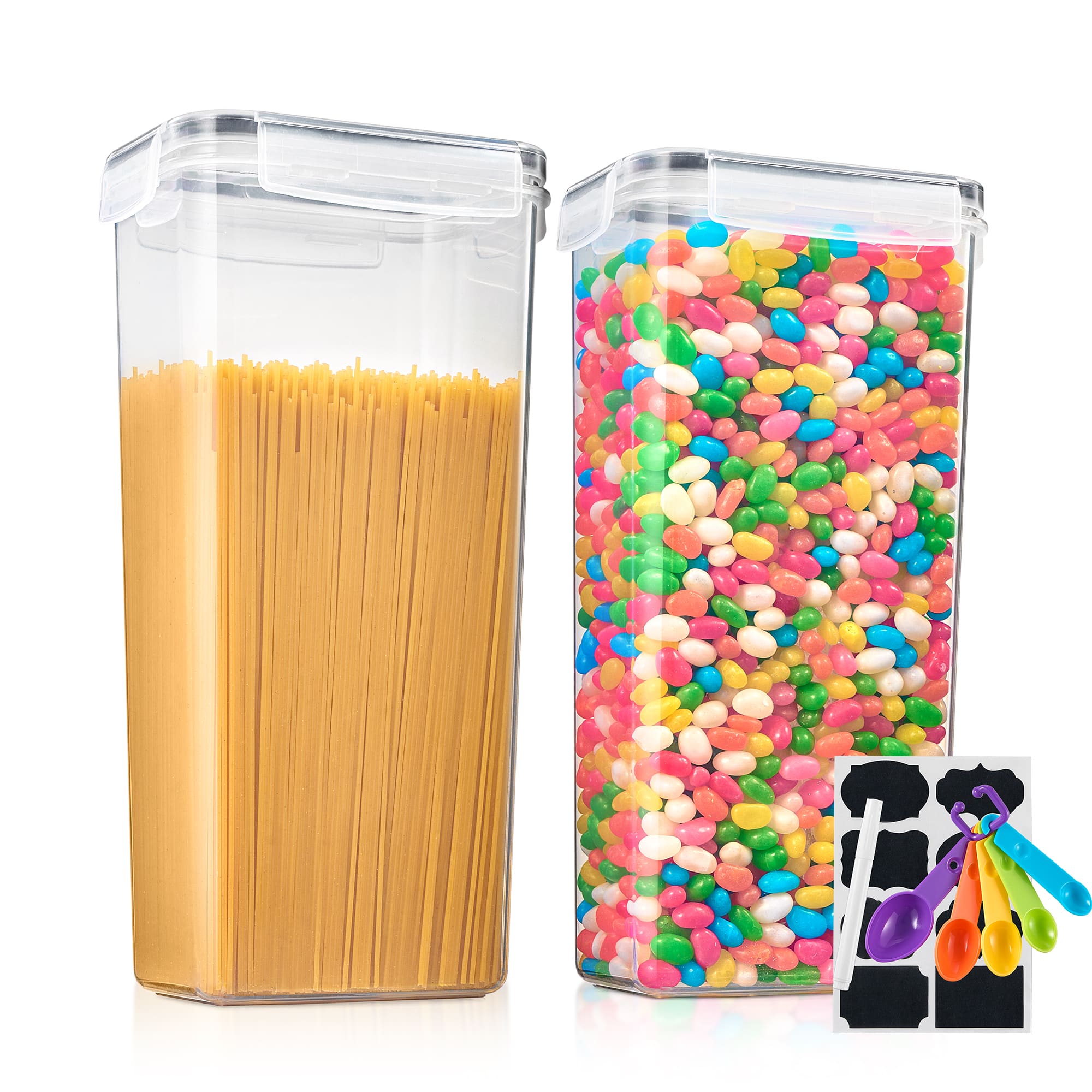 Front. Sorbus - Sorbus Airtight (2.6L/88.4oz) Cereal Dispenser Container Set with Lids - Easy Pour, Stackable, Store Dry Food - Clear Two Pack.