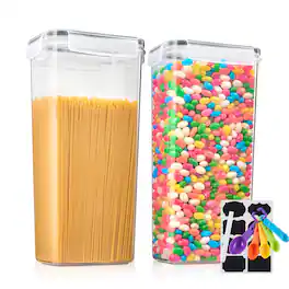 Sorbus - Airtight (2.6L/88.4oz) Cereal Dispenser Container Set with Lids - Easy Pour, Stackable, Store Dry Food - Clear Two Pack