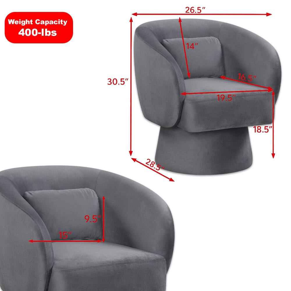 Weight Capacity: 400-lbs

Dimensions:
- Width: 26.5"
- Depth: 30.5"
- Height: 28.5"
- Seat Height: 14"
- Seat Depth: 19.5"
- Armrest Height: 16.5"
- Armrest Width: 18.5"
- Back Height: 15"
- Cushion Thickness: 9.5"