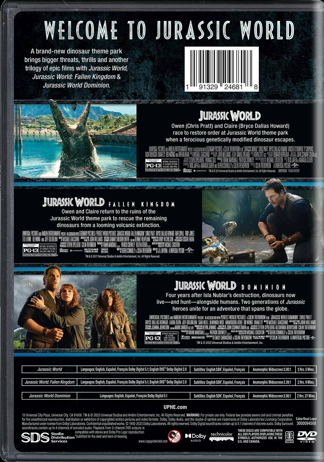 Back. Jurassic World Trilogy (Box Set) [DVD].
