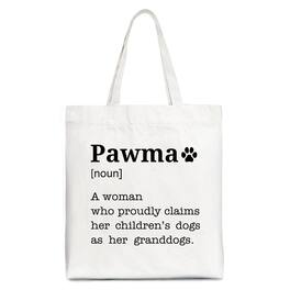 OrnamentallyYou - Pawma Definition Canvas Tote Bag, Funny Dog Lovers Mom Gift Shopper - White