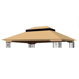APRILSOUL - 13x10 Ft Patio Double Roof Gazebo Replacement Canopy Top Fabric Khaki