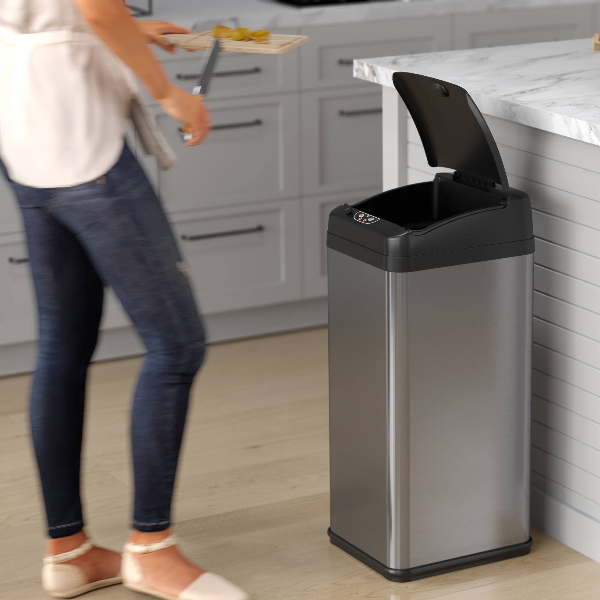 Alt View 11. iTouchless - 13-Gal. Touchless Trash Can - Stainless Steel.