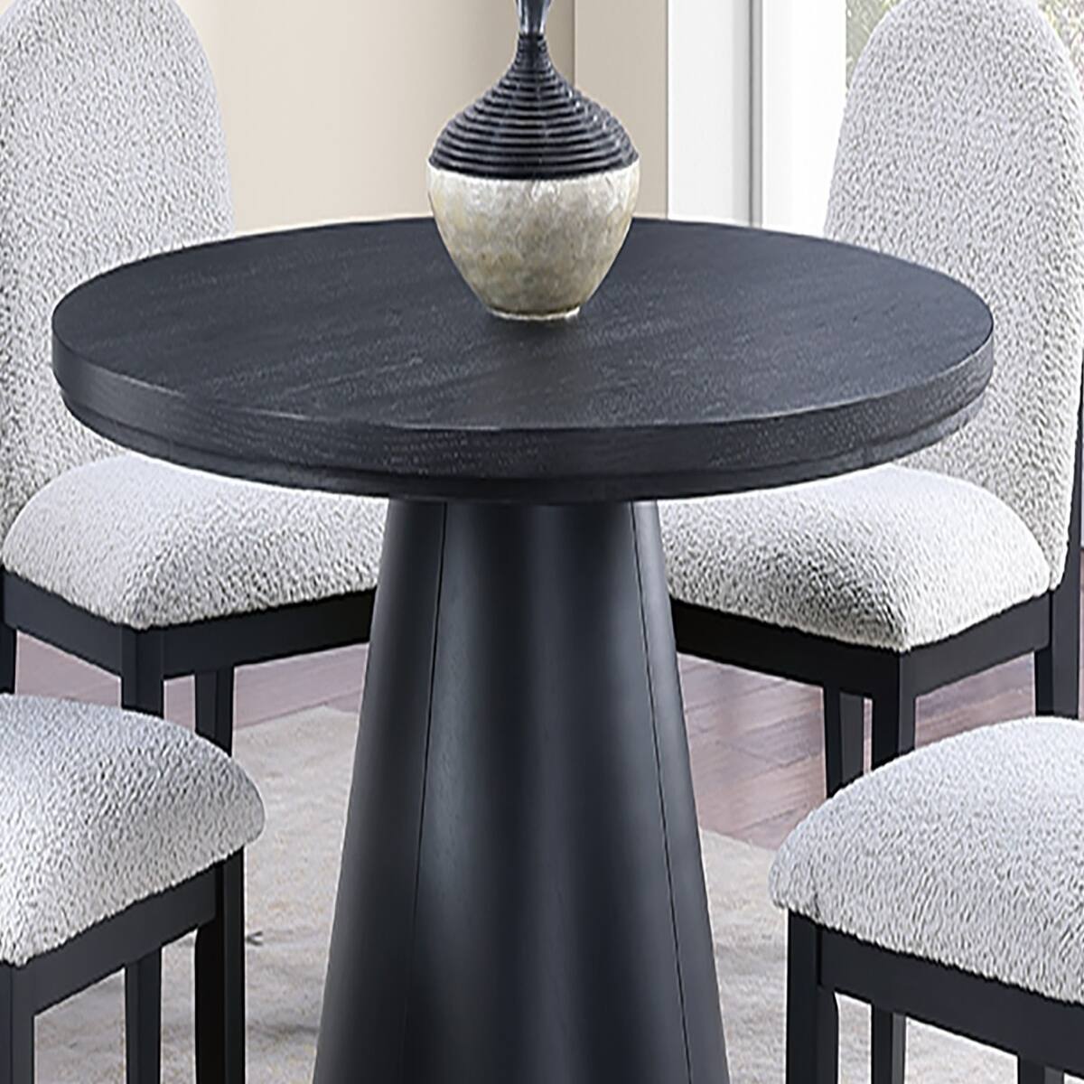 Alt View 2. Loheer - Loheer 48-Inch Round Dining Table With Black Cone-Shaped Base, Seats Four - Black.