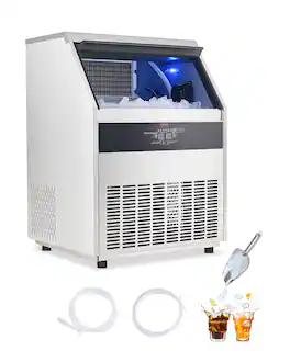 VEVOR - 300lbs/24H Commercial Ice Maker,126 Ice Cubes in 15 Minutes,with 88lbs Large Storage Capacity for Bar Office Restaurant - Silver