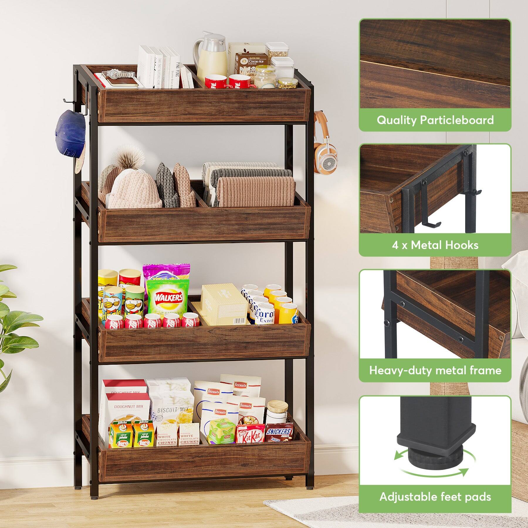 PING PINE
+ Cocoa pcin NMS
Quality Particleboard
WALKERS
01030303 oro Extra
4 X Metal Hooks
UTE
Rocks
Jeconuts
Heavy-duty metal frame
DOUGHNUT MIX
BISCUIT MIX
caute
gro
yoube 
DRITE  CHOCOLADE CHOCOLATE CHUNKS CHUNKS
SNICKERS ToKet
Adjustable feet pads