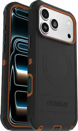 OtterBox - Defender Series Pro Hard Shell for Apple iPhone 17 Pro Max - Black Chateau (Black & Orange)