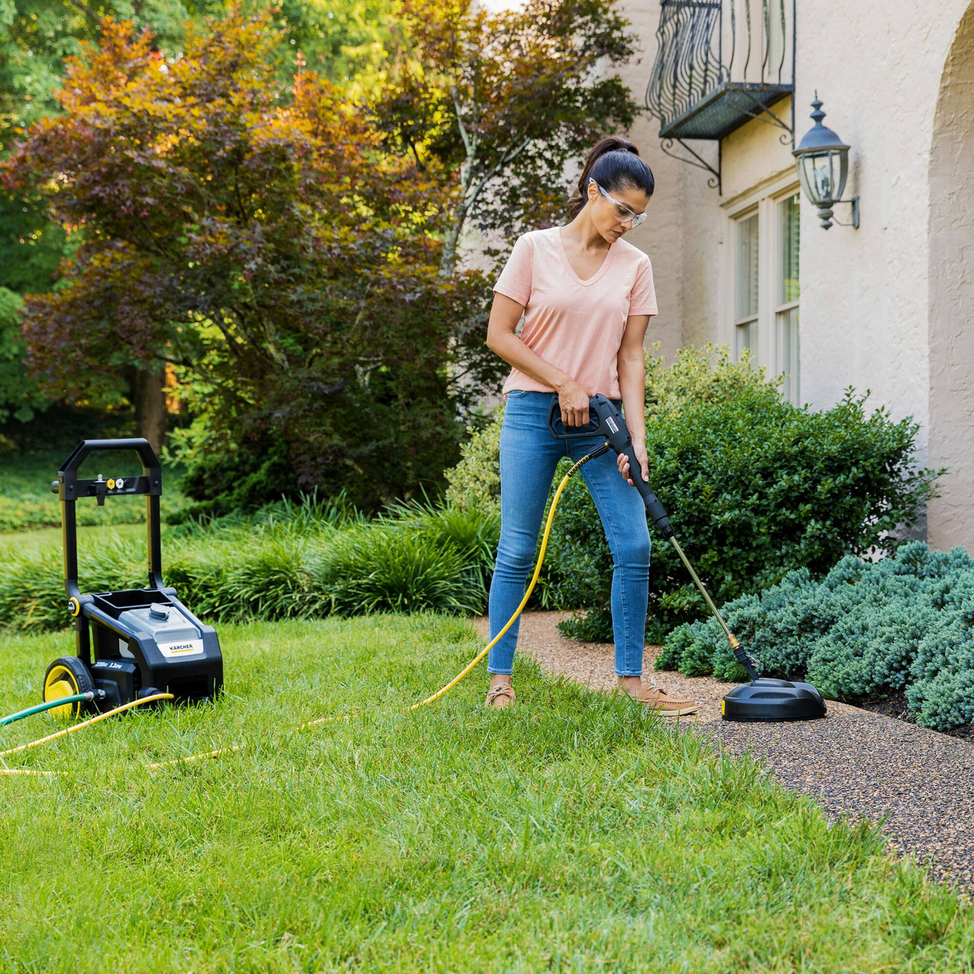 Left. Karcher - Kärcher Pressure Washer K2200PSB, 2200 PSI, Surface Cleaner, Turbo, 15°, 40°, & Soap Nozzles - Max 2.07 GPM - Black.