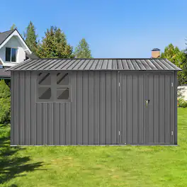 Mondawe - 12x10 Ft Metal Garden Sheds with Window - Gray
